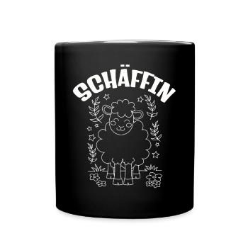 Die Schäffin lustige Chefin Schaf - Tasse einfarbig - Schwarz - Vorne