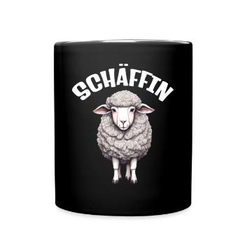 Die Schäffin lustige Chefin Schaf - Tasse einfarbig - Schwarz - Vorne