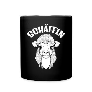 Die Schäffin lustige Chefin Schaf - Tasse einfarbig - Schwarz - Vorne