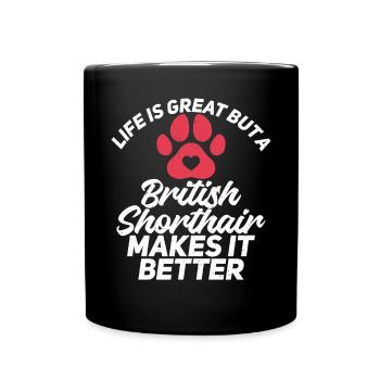 British Shorthair Gifts - Tasse einfarbig - Schwarz - Vorne