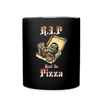 Rest In Pizza Lustiger Pizzaliebhaber Spruch - Tasse einfarbig - Schwarz - Vorne