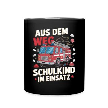 Un écolier en action qui commence l'école - Mug uni - noir - Devant