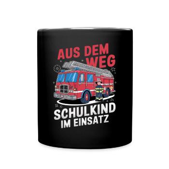 Un écolier en action qui commence l'école - Mug uni - noir - Devant