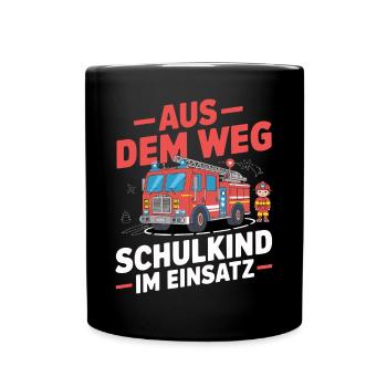 Un écolier en action qui commence l'école - Mug uni - noir - Devant