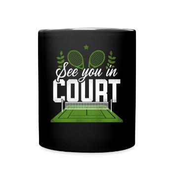 drôle joueur de tennis raquette jeu de mots voir - Mug uni - noir - Devant
