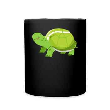 Funny Tennis Player Racket Turtle - Tasse einfarbig - Schwarz - Vorne