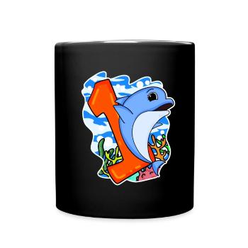 Number 1 Number One - Dolphin Motif - Full Colour Mug - black - Front