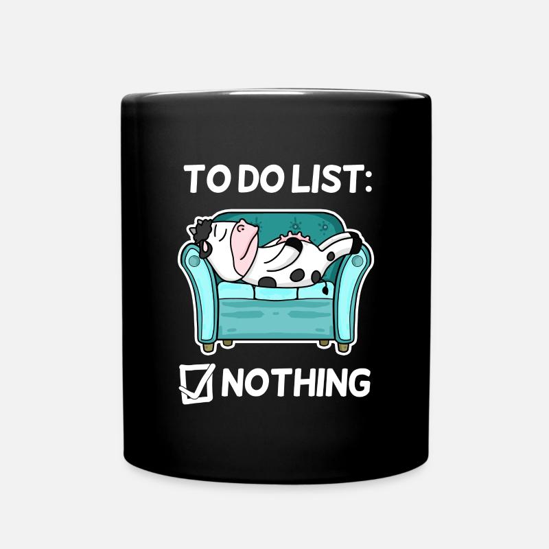 Lustiger Spruch lustige Sprüche - Kuh Motiv - Tasse einfarbig - Schwarz