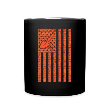 Bricklayer American Flag, brickmason brick masonry - Tasse einfarbig - Schwarz - Vorne