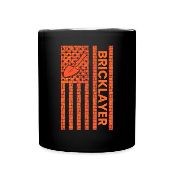 Bricklayer American Flag, brickmason brick masonry - Tasse einfarbig - Schwarz - Vorne