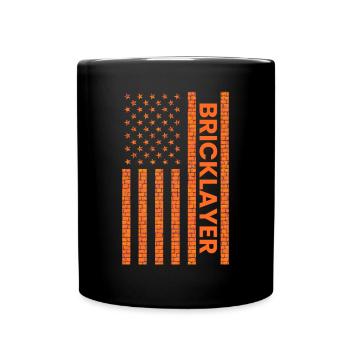 Bricklayer American Flag, brickmason brick masonry - Tasse einfarbig - Schwarz - Vorne