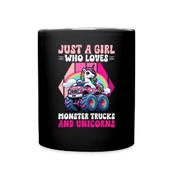 Monster Truck Einhorn Geburtstagsfeier Mädchen - Tasse einfarbig - Schwarz - Vorne