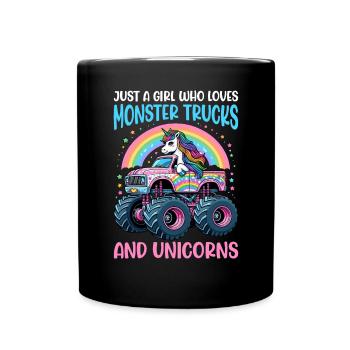 Monster Truck Einhorn Geburtstagsfeier Mädchen - Tasse einfarbig - Schwarz - Vorne