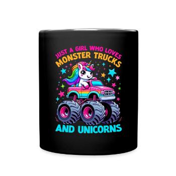 Monster Truck Einhorn Geburtstagsfeier Mädchen - Tasse einfarbig - Schwarz - Vorne
