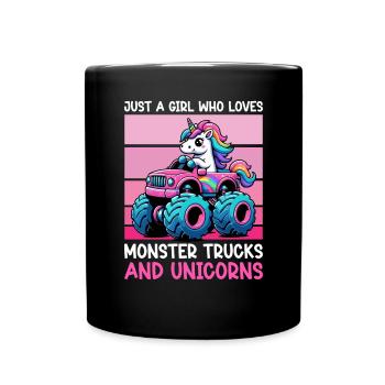 Monster Truck Einhorn Geburtstagsfeier Mädchen - Tasse einfarbig - Schwarz - Vorne