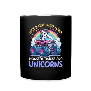 Monster Truck Einhorn Geburtstagsfeier Mädchen - Tasse einfarbig - Schwarz - Vorne
