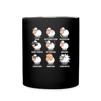 Funny Unsheep Pun Sheep & Flock of Sheep - Full Colour Mug - black - Front