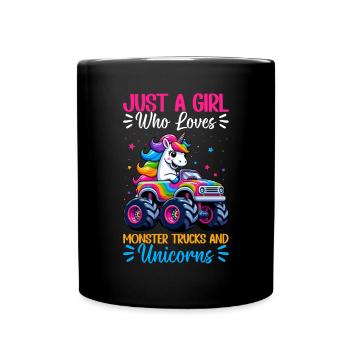 Monster Truck Einhorn Geburtstagsfeier Mädchen - Tasse einfarbig - Schwarz - Vorne
