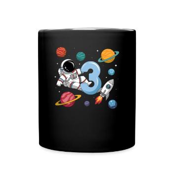 3rd Birthday Boys 3 Years Astronaut Birthday - Full Colour Mug - black - Front