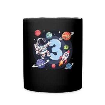 3ème anniversaire garçons 3 ans astronaute anniversaire - Mug uni - noir - Devant