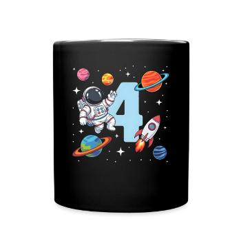 4ème anniversaire garçons 4 ans astronaute anniversaire - Mug uni - noir - Devant