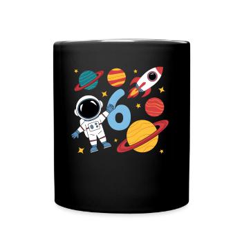6th Birthday Boys 6 Years Astronaut Birthday - Full Colour Mug - black - Front