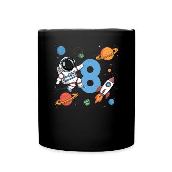 8ème anniversaire Garçons 8 ans Astronaute Anniversaire - Mug uni - noir - Devant
