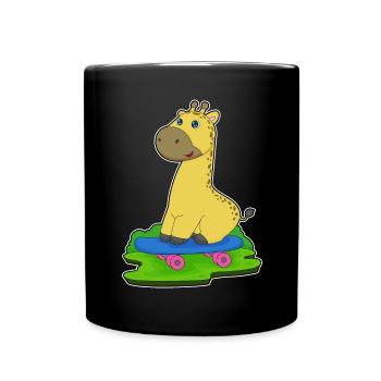 Giraffe Skater Skateboard - Tasse einfarbig - Schwarz - Vorne