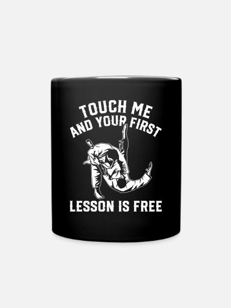 Touch me and your first lesson is free - Funny Jud - Tasse einfarbig - Schwarz