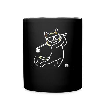Chat avec des lunettes de soleil jouant au golf - Mug uni - noir - Devant