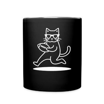 Chat avec des lunettes de soleil jouant au football - Mug uni - noir - Devant