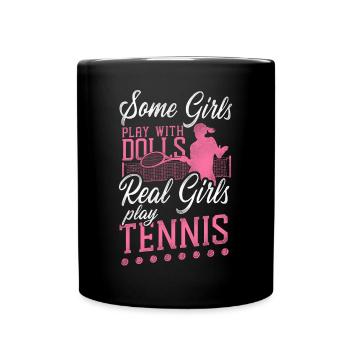 Drôle de joueur de tennis raquette fille - Mug uni - noir - Devant