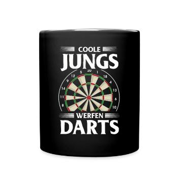 Dart Geschenk Dartboard Dartspieler Bullseye - Tasse einfarbig - Schwarz - Vorne