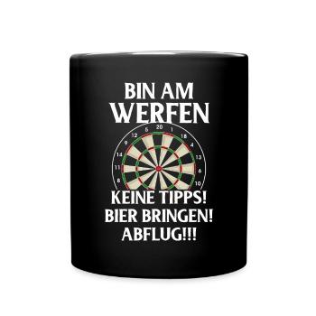 Dart Geschenk Dartboard Dartspieler Bullseye - Tasse einfarbig - Schwarz - Vorne
