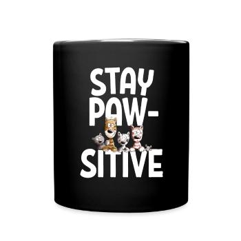Stay Pawsitive Katzen Team Katzen Spruch - Tasse einfarbig - Schwarz - Vorne