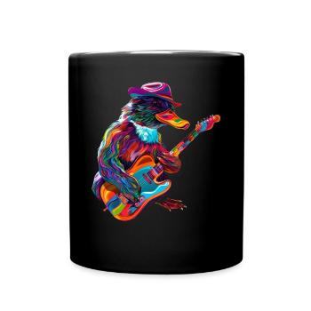 Platypus Mammal Guitar Cowboy Hat Popart - Full Colour Mug - black - Front