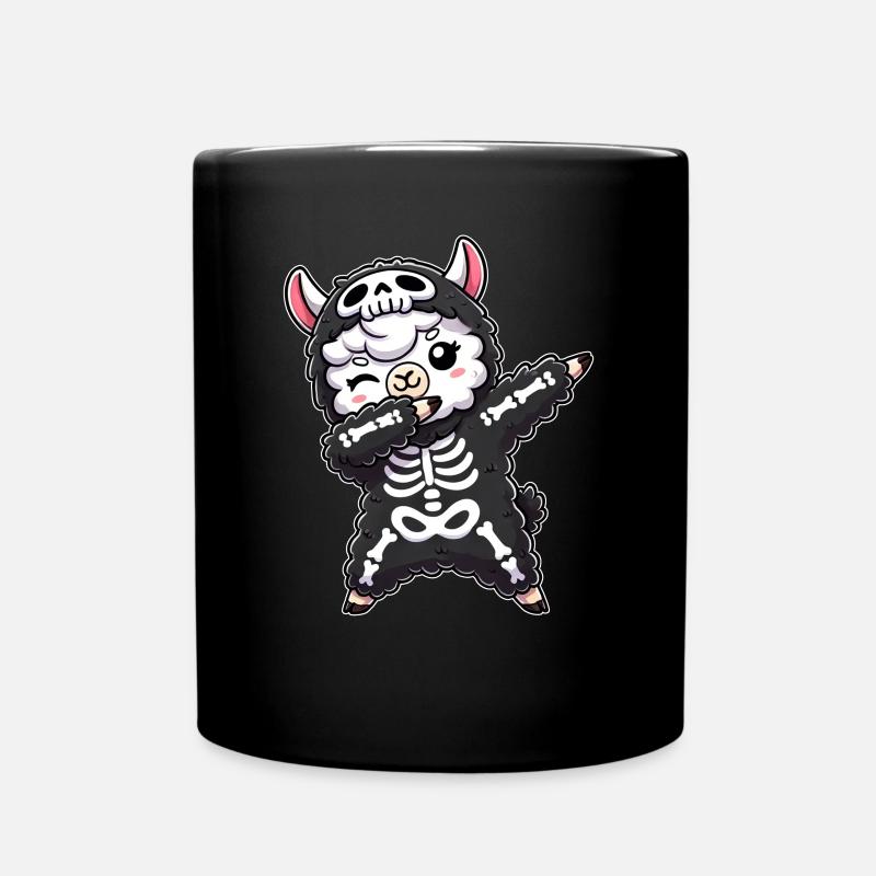 Halloween Skeleton Cute Llama Men Women - Full Colour Mug - black