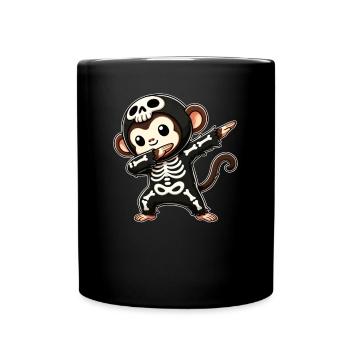 Halloween Skelett Niedlicher Affe Männer Frauen - Tasse einfarbig - Schwarz - Vorne