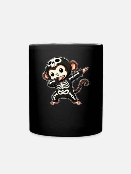 Halloween Skelett Niedlicher Affe Männer Frauen - Tasse einfarbig - Schwarz