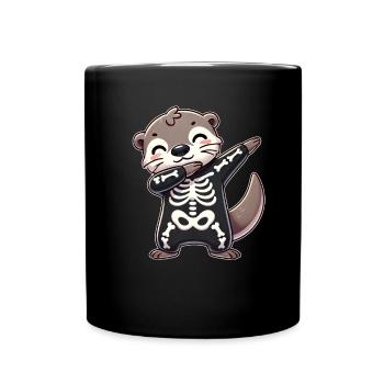 Halloween Skeleton Cute Otter Men Women - Full Colour Mug - black - Front