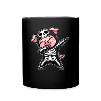 Halloween Skeleton Cute Pig Men - Full Colour Mug - black - Front