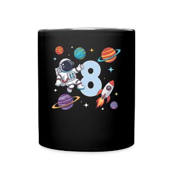 8ème anniversaire Garçons 8 ans Astronaute Anniversaire - Mug uni - noir - Devant