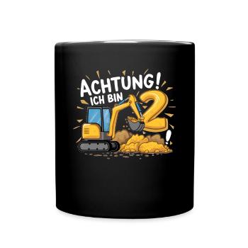 2ème anniversaire garçon 2 ans excavatrice chantier - Mug uni - noir - Devant