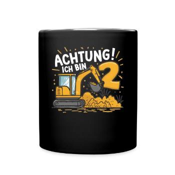 2ème anniversaire garçon 2 ans excavatrice chantier - Mug uni - noir - Devant