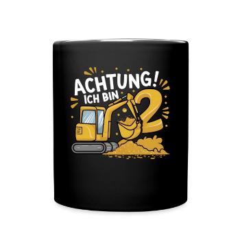 2ème anniversaire garçon 2 ans excavatrice chantier - Mug uni - noir - Devant