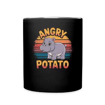 Moo Deng Lustiger Nilpferd Angry Potato - Tasse einfarbig - Schwarz - Vorne