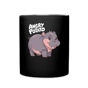 Moo Deng Angry Potato Nilpferd Illustration - Tasse einfarbig - Schwarz - Vorne