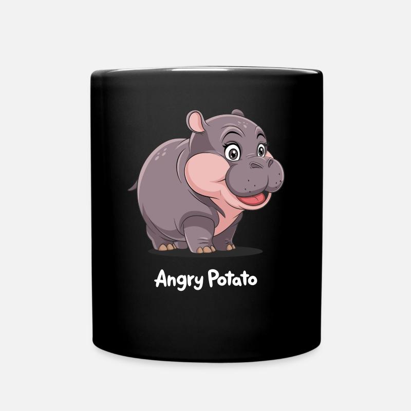 Moo Deng Angry Potato Hippo - Tasse einfarbig - Schwarz