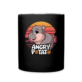 Happy Hippo Art: Moo Deng and Angry Potato - Full Colour Mug - black - Front