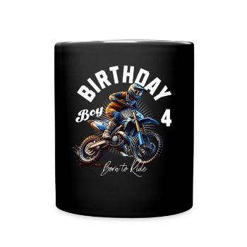 Motocross 4th Birthday - Full Colour Mug - black - Front